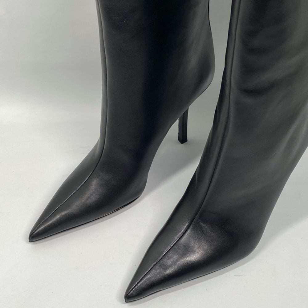 Alexander Wang Delphine brand-embossed leather heeled knee-high boots size 36.5 - Picture 5 of 15